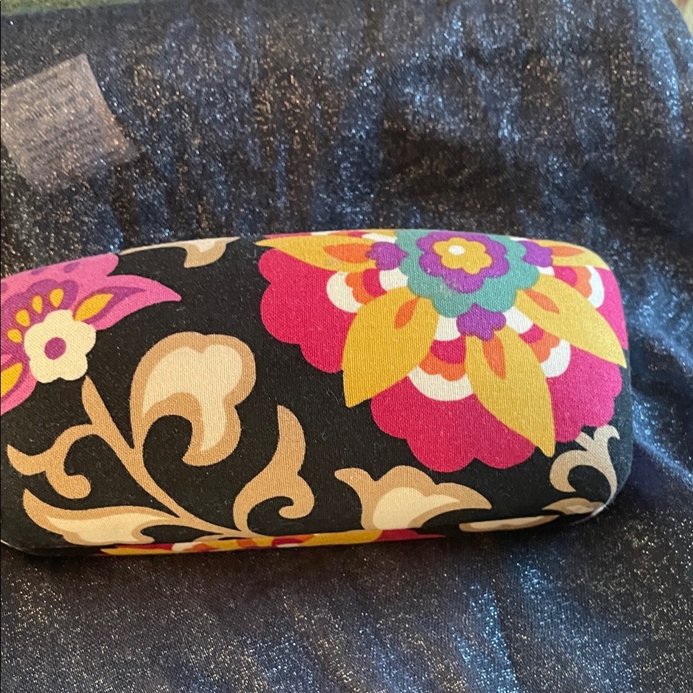Floral Pattern Eyeglass Case - Black, Pink & Yellow